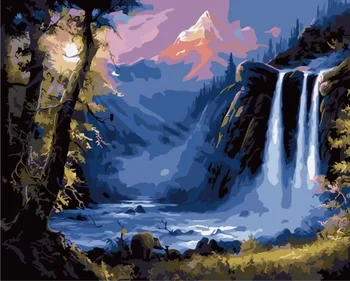 

Painting by Numbers Premium: Waterfall лучах sunset