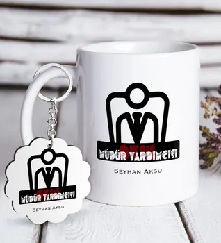 

Personalized School Assistant Manager White Mug and Keychain Gift Seti-1