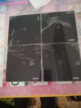 UBARO-Interruptor táctil AC100-240 europeo, panel LED de alimentación de pared de cristal templado en blanco y negro, 1/2/3 entradas