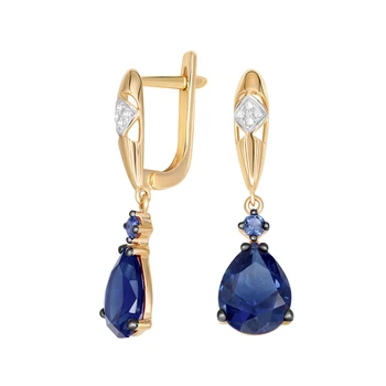 

Gold earrings with sapphires and diamonds VALTERA 585 sterling silver