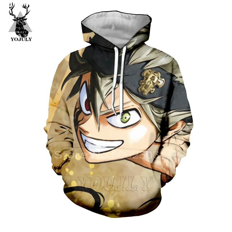 Черный клевер толстовки Аста Yuno off white Мужская толстовка 3D Аниме Харадзюку топы хип хоп Уличная пуловер странные вещи A77