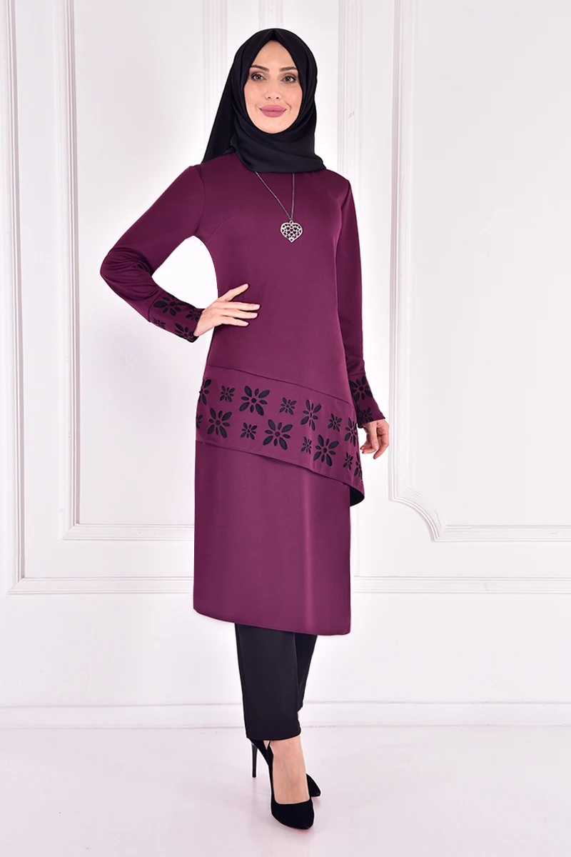 Conjunto de vestido de Moda musulmana para mujer, conjunto de traje con Collar, Hijab islámico, ropa de Ramadán, caftán musulmán, 2 piezas