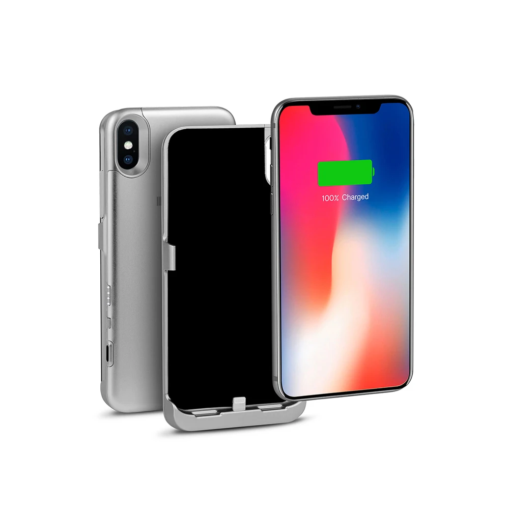 Чехол-аккумулятор INTERSTEP для iPhone X 3000мАч серебряный