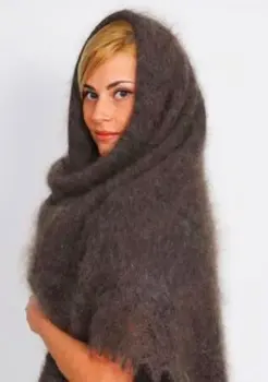 

Shawl down shawl handmade gray, dense, 1.30