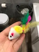 Mini juguetes de lana suave para gatos y gatos, ratón falso, pluma colorida, juego de entrenamiento divertido, suministros para Mascotas y Cachorros
