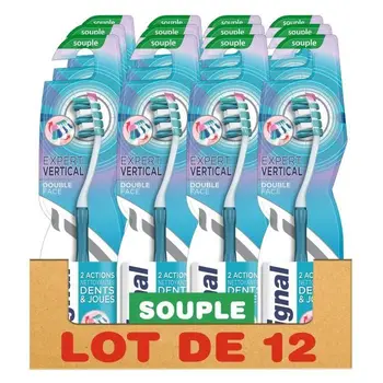 

SIGNAL Lot of 12 soft toothbrushes Handbook upright Expert-Double faced