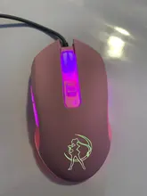 Ratón óptico retroiluminado de color rosa para ordenador, Mouse silencioso con cable, moda Sailor Moon, 2400DPI