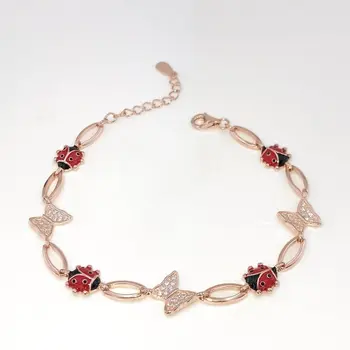 

Butterfly and Ladybug Love Rosegold Silver Bracelet
