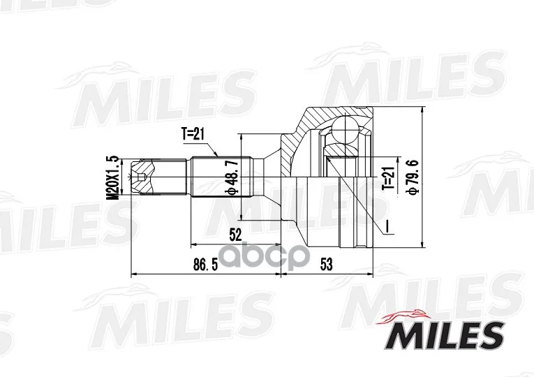 Шрус Peugeot 206 1.1-1.4 98- Нар. Miles Ga20368 Miles арт. GA20368