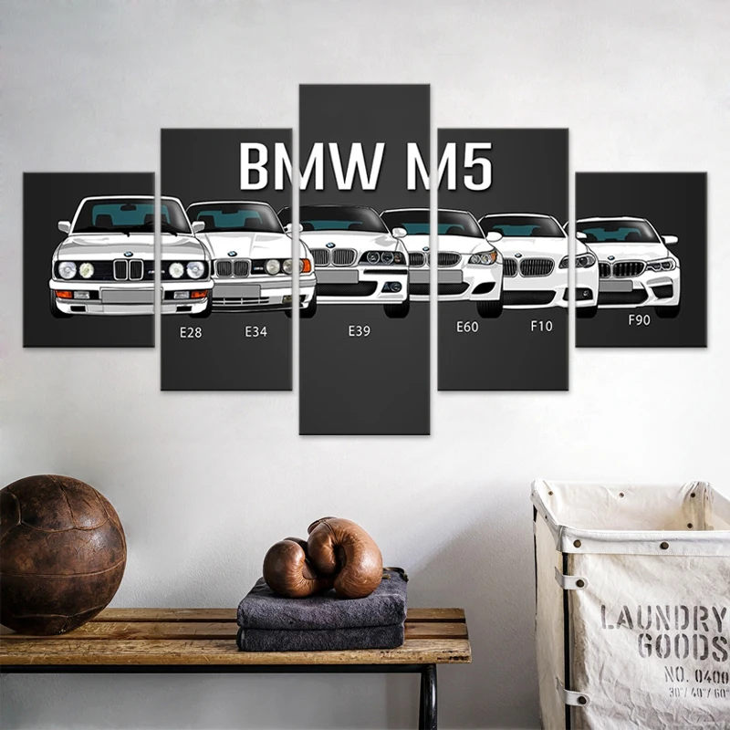 Car Poster Bmw M3 M5 White Sport Car Series Canvas Paintings Print Wall Art  Pictures for