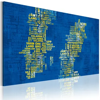 

Picture-map text of Sweden (blue background)-60x40 cm