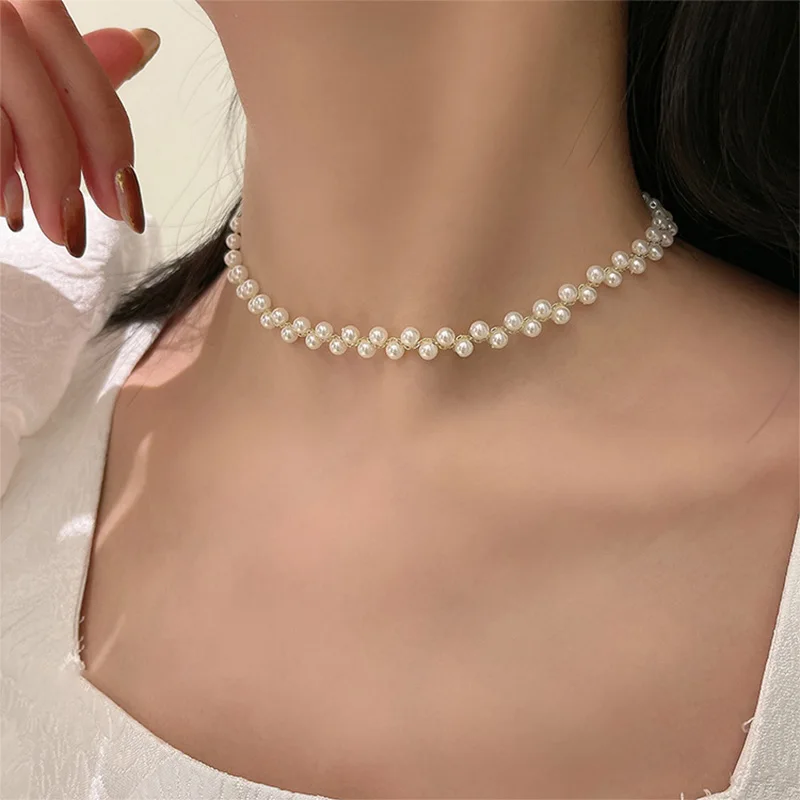 

Romanetic Pearl Penadnt Necklace Butterfly Goth Chocker Jewelry For Women Fashion Chain Wedding Birthday Gift For Girlfriend