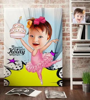 

Personalized Female Child Birthday Cartoon Canvas Table (70x100 cm.) 1