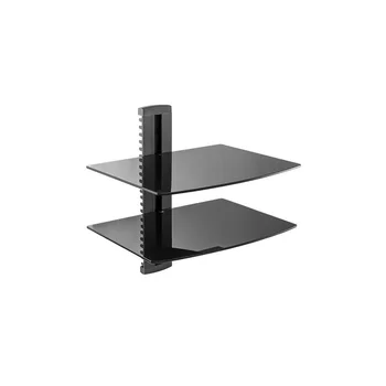 

Stylish DVD-212 shelf for audio/video, home appliances for two devices, black, polished glass, wall mount.