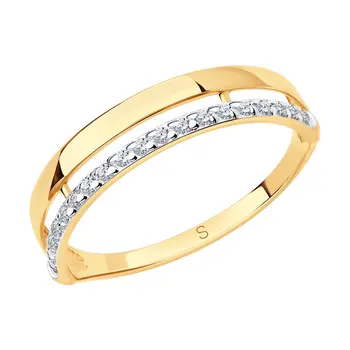 

SOKOLOV ring gold with cubic zirconia fashion jewelry 585 women's male
