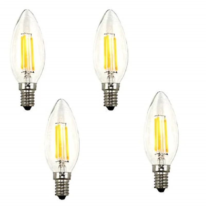 Бmparas Bombillas De Filamento Vela Led C35 E14 4W Illuminazione Unicorn 2700K Diametro 35 Mm Equivalente 40W Confezione Da 4