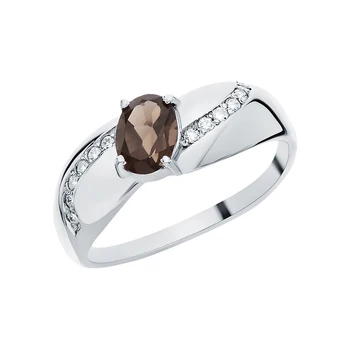 

Silver ring with раухтопазами and cubic zirconia sunlight sample 925