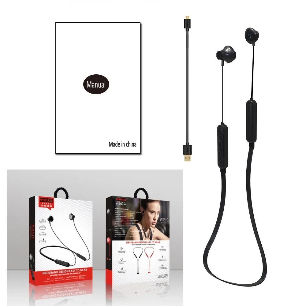 Wireless Earphones Bluetooth Ear hook Sport Running Stereo Noise Cancelling Headphone For iPhone Xiaomi Samsung Android Headset