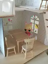 5 unids/set mesa de comedor silla modelo 1:12 miniatura casa de muñecas muebles de madera de juguete de bricolaje
