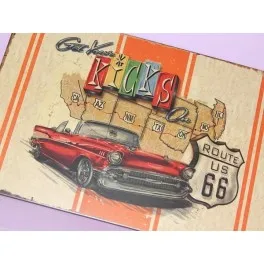 

Poster veneer Route 66 Vintage decoration plate for room wall, lounge, bar, garage