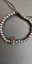 Pulsera de cuentas de cobre con cabeza de calavera para hombre y mujer, brazalete ajustable de cristal con esqueleto de circonia cúbica hecho a mano, joyería Punk para hombre y mujer