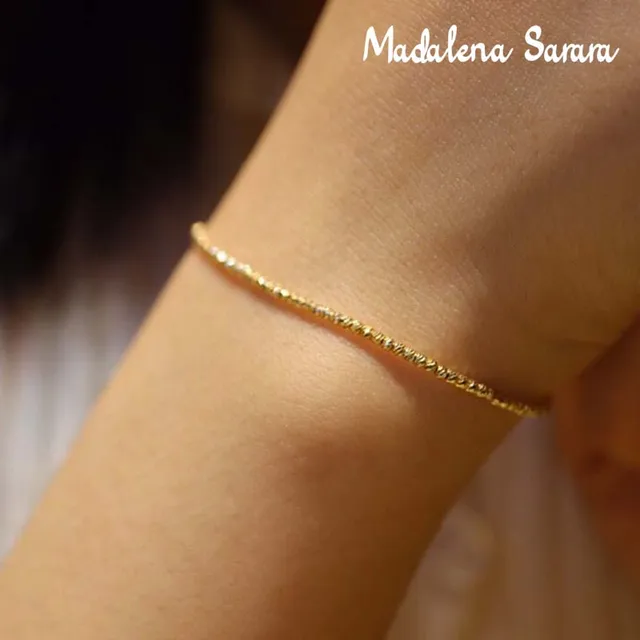 MADALENA SARARA Women Choker 18k Yellow Gold Car Pattern Cutting Bead Chain Ajustable Necklace Women Au750 Handmade 2