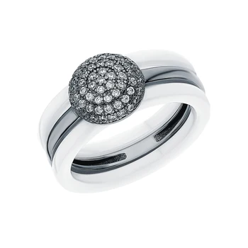 

Silver ring with ceramics and cubic zirconia sunlight sample 925