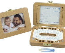 Caja de madera para dientes de bebé, organizador de almacenamiento de dientes de leche para niño y niña, caja de dientes deciduos para coleccionar recuerdos para bebé, regalo de 1, 2 y 3 años