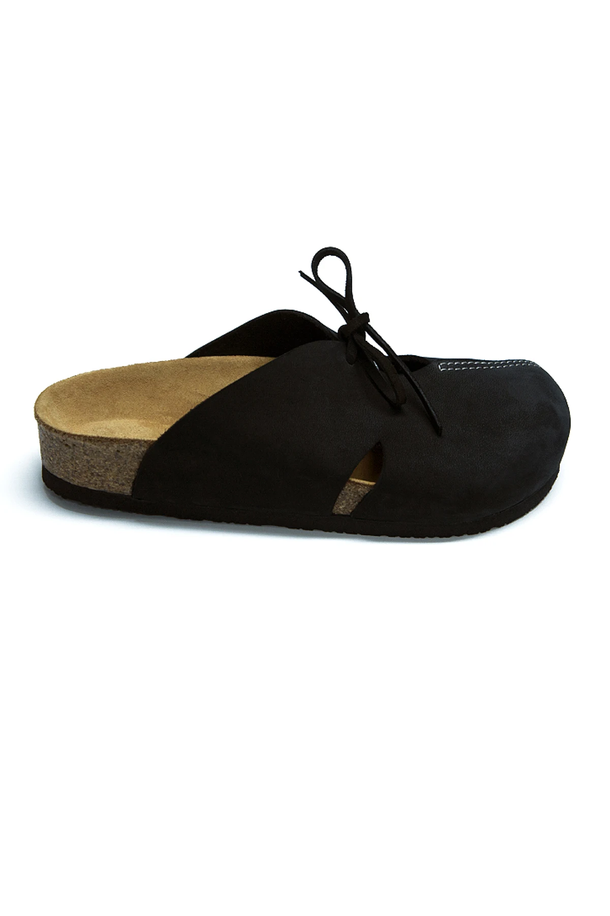 

HERA Black Clogs Anatomical Natural Cork Sole Real Leather Women Sandals
