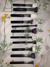 Conjunto de negras brochas maquillaje BEILI, brochas profesionales de pelo Natural de cabra, brochas para base de maquillaje en polvo, brochas para mezclar ojos y maquillaje