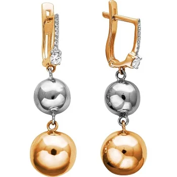 

Esthete earrings balls with 22 cubic zirconia from combined gold