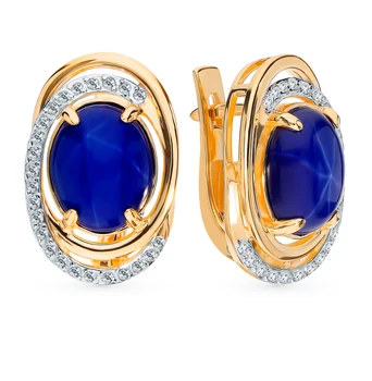 

Gold earrings with star sapphires and diamonds sunlight sample 585