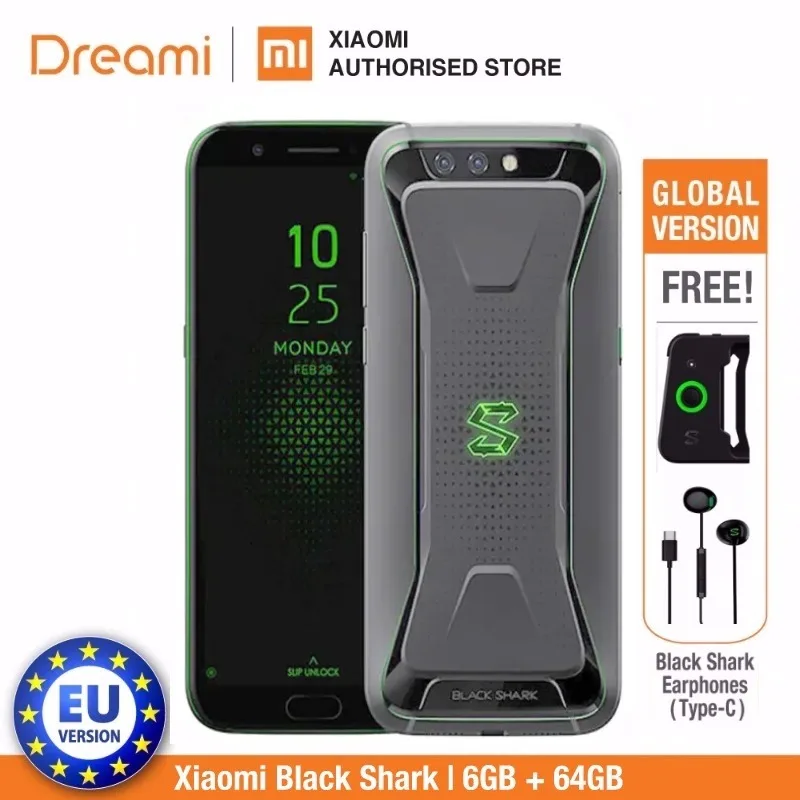 Глобальная версия Xiaomi Black Shark 64 Гб rom 6 Гб ram( и запечатанный - Цвет: Grey with Earphone