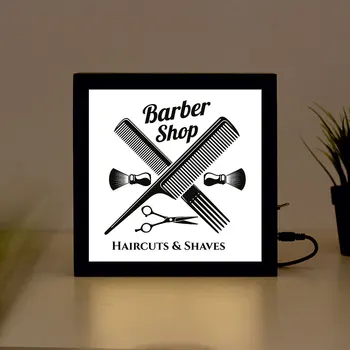 

Barber Shop Handcrafted Wooden Light Box Sign for Home, Restaurant, Coffee Shop Business Signage