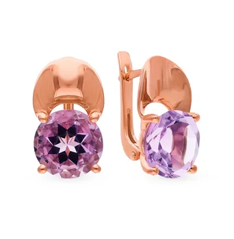

Gold earrings with amethyst sunlight sample 585