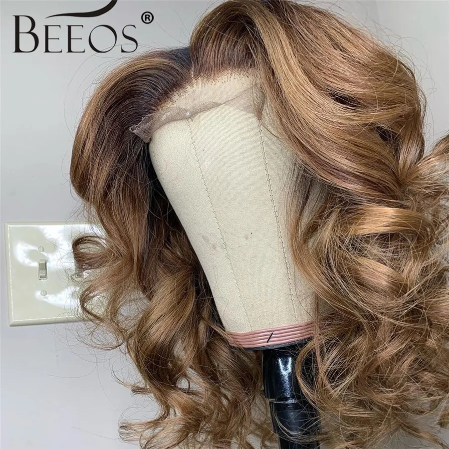 Beeos180%  Lace Front Human Hair Wigs Hondy Blond Loose Wave Pre Plucked With Baby Hair Bleached Knots Brazilian Remy