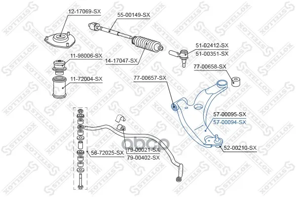57-00094-Sx_рычаг Нижний Правый! Mitsubishi Lancer Cs5a/Cs5w/Cs2a 00 Stellox 5700094sx Stellox арт. 5700094SX