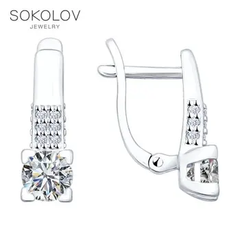 

SOKOLOV Silver drop earrings with stones with cubic zirconia fashion jewelry silver 925 women's male, long earrings