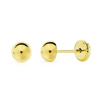 

Earrings 18k gold half ball smooth 4mm. Woman close nut