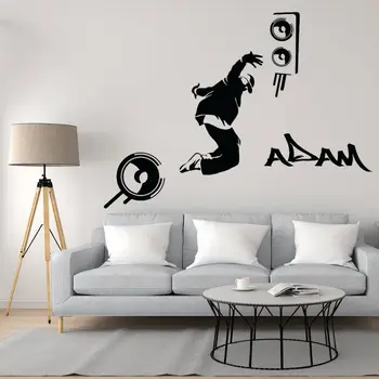 

Personalize Name Hiphop Dancer Wall Art Decal Dance Sticker Home Removable Decoration A003221