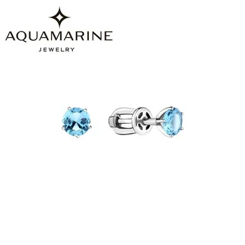 

Silver earrings pusety stud aquamarine 4403602-s-a with Topaz