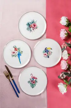 

7.8 Inch 4 pcs Porland Porcelain Breakfast Exotic Service Plate White Pizza Steak Dinner Dessert Food Tray dinnerware