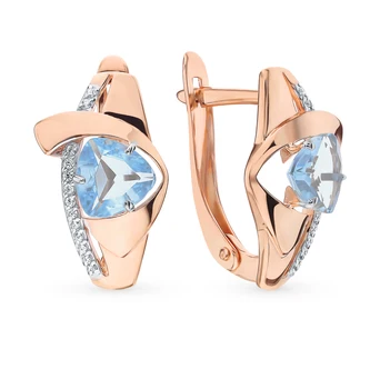 

Gold earrings with Topaz and cubic zirconia sunlight sample 585