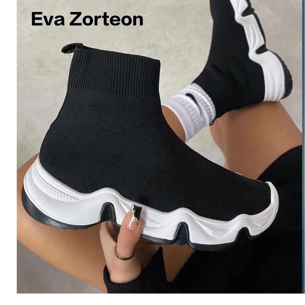 Zapatillas estilo calcetín de punto.Zapatillas Deportivas De Botín Tipo  Calcetín. Zapatillas deportivas altas de mujer 2021.|Zapatos vulcanizados  de mujer| - AliExpress