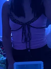 Sexy Tops Strap Crop-Top Lace-Up Women Cami Backless Leopard-Patchwork Harajuku Darlingaga