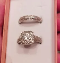 Moonso de moda de lujo de Plata de Ley 925 anillo de boda conjunto de banda de las mujeres y las niñas Ladys amor par pareja de R3400
