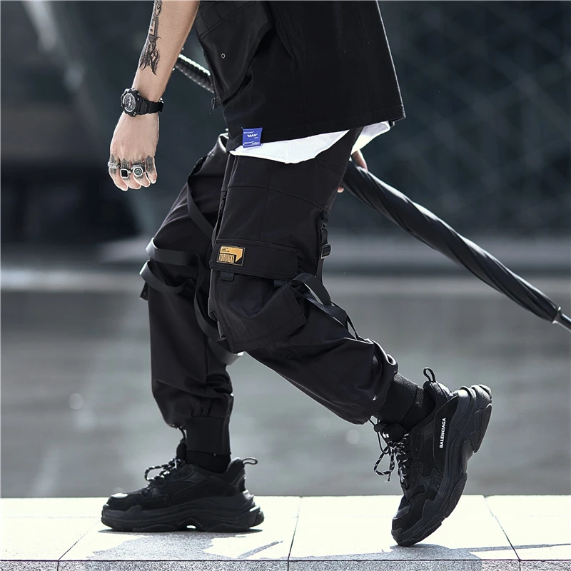 サイバーパンクtechwearパンツストラップブラック日本ストリート男性のハイテクジョギング Aliexpress Men S Clothing