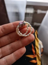 2021 anillo de perlas naturales de agua dulce hecho a mano con cuentas de corazón de diamantes de imitación estético accesorio anillo dedo medio anillo de mujer, joyería