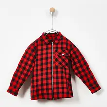 Poncho Red Check Gingam Zipper Shirt Boys Fashion Trend Top