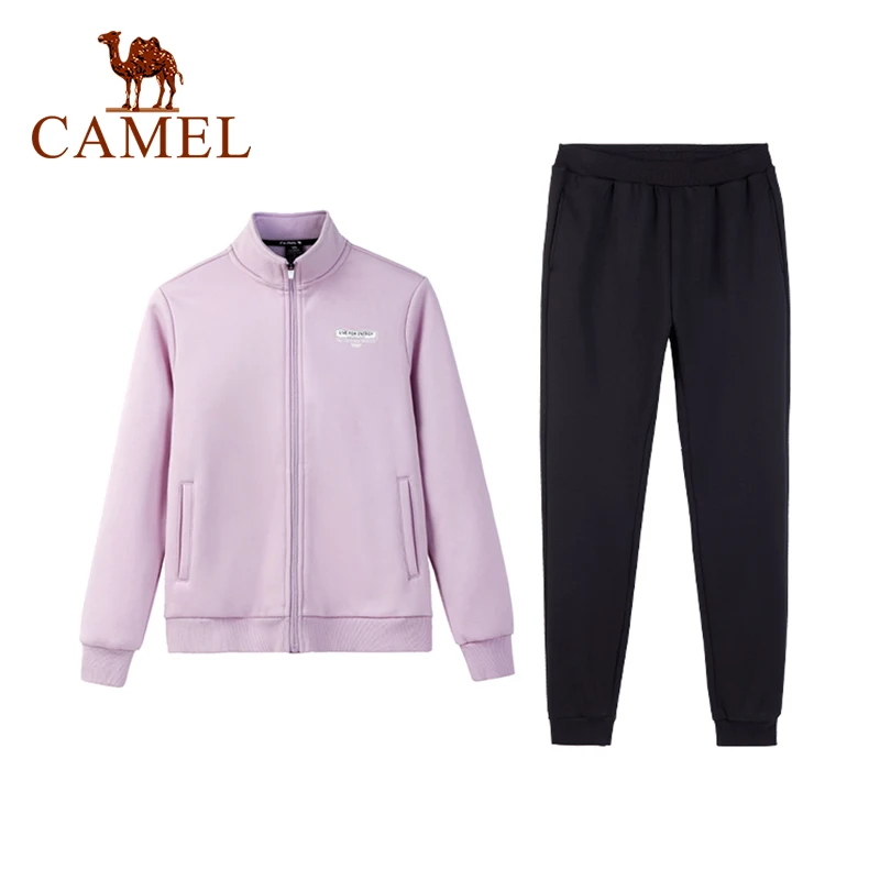 CAMEL-공식 오리지널 오리지널 스포츠 웨어 남녀 공용, 야외 러닝 수트 코트 바지 여성 스포츠 정장